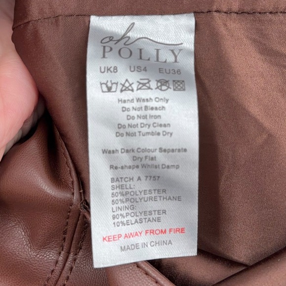 Oh‎ Polly Brown Faux Leather Strapless Maxi Dress with Slit - US 4 UK 8 - Picture 4 of 7